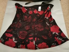 MAIDENFORM MIDRIFF SHAPER L 14-16 RED ROSES BLACK LACE FLEXEES NEWWOT SHAPEWEAR 