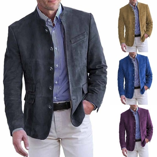 Men stand collar blazer - collar,