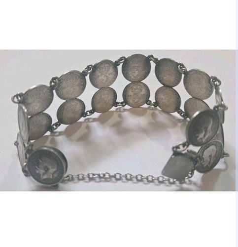 Sterling silver coin bracelet - sterling,