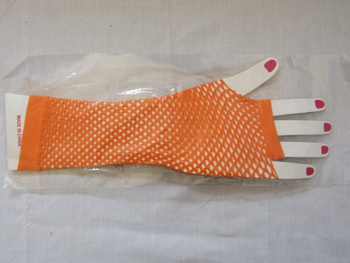 Neon fishnet gloves - neon, orange