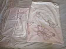 NEXT GIRLS SPARKLY PINK BUTTERFLY DUVET COVER AND PILLOWCASE SET SILKY SINGLE