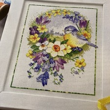 Blue tit bird spring flowers