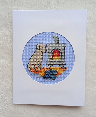 Handmade cross stitch card - card,