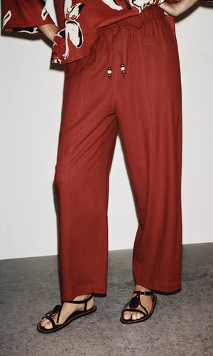 Zara linen blend trousers with - zara,