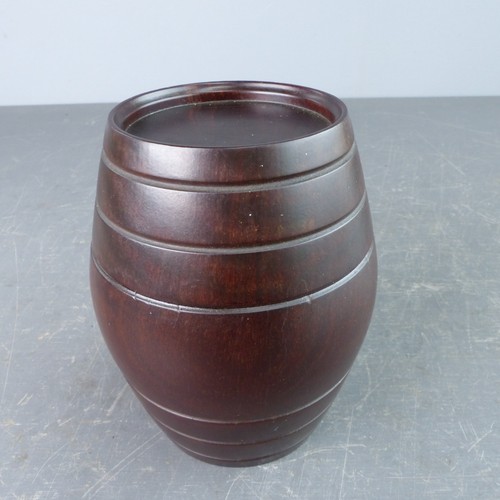 Antique treen barrel lidded - antique,