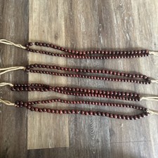 2 Pairs (4in Total) Brown Beaded Wooden  Tie Backs With Jute String Natural IKEA