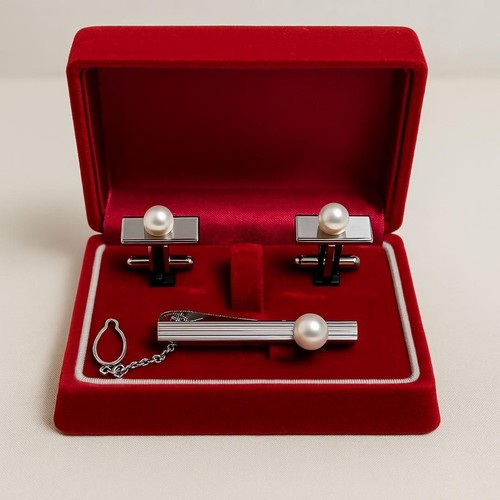 Silver pearl cufflink - pearl, &