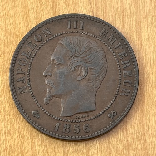 1856 french centimes coin - 10,