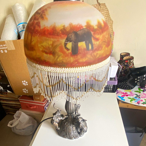 Vintage elephant table - table, lamp