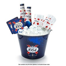 Kronenbourg 1664 Glasses Gift Set - Official 2 Glasses, 2 Beer Mats & Ice Bucket