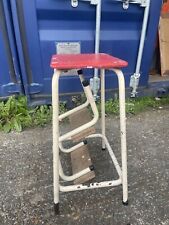 VINTAGE RETRO KITCHEN STEP STOOL/SEAT  WITH 2 FOLDAWAY WOODEN STEPS RED