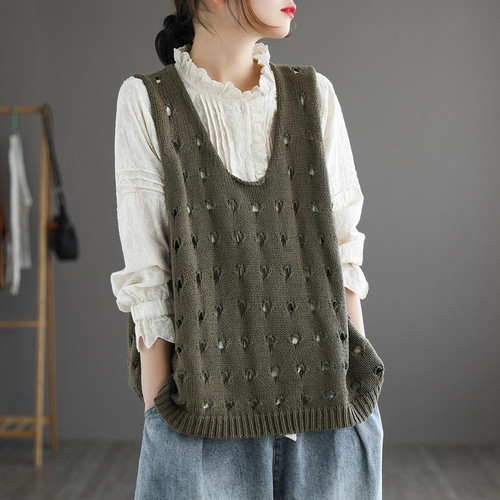 Ethnic lady knitted waistcoat - ethnic,
