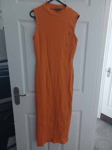 Womens orange long dress slit - long,