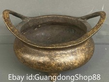 6" Xuande Marked Old Chinese Bronze Dynasty Palace 2 Ear incense burner Censer