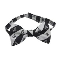 Masonic Quality 100% Silk Craft  Striped Bow Tie Black and White BT027