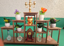 doll house modern oriental style stepped  shelving with plants/ ect 1.12th M