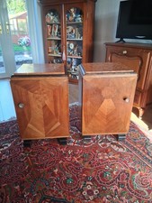 Superb French Art Deco Bedside Cupboards Cabinets Beautiful Veneer.