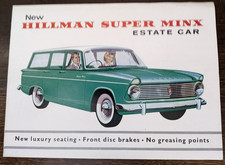 New Hillman Super Minx Estate Car sales brochure, full colour, + 1963 Price List