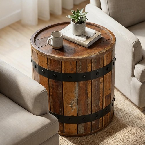 Round end table with hidden - round,
