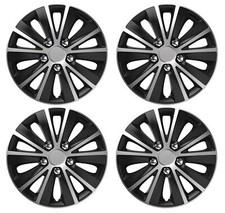 4 X 14" Black & Grey Stripe Multi-Spoke Wheel Trims Hub Caps Covers Protectors