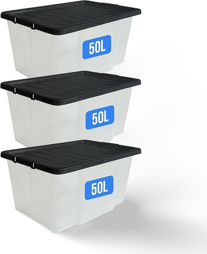 50l clear plastic storage - 3x,