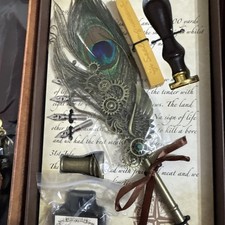 Peacock Quill Pen and Ink Set