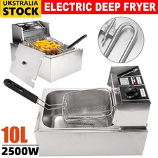 10L 2500W Commercial Electric Deep Fryer Fat Chip Single Tank Home Kitchen