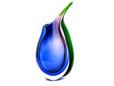 Luxury Murano Sommerso Art Glass Freeform Goddess Vase Submerged Cloudy Colours