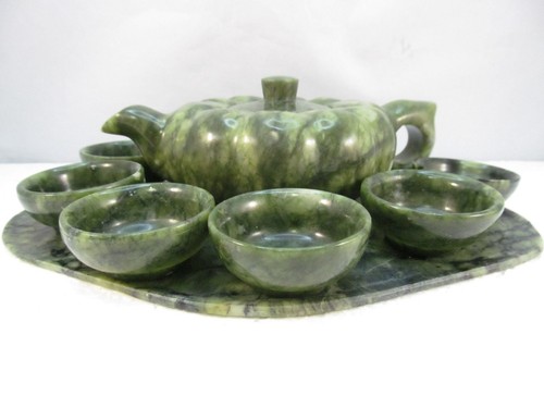 Vintage asian jade teapot cups - asian,
