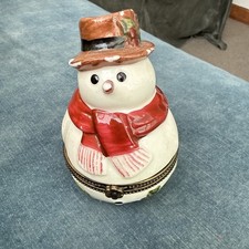 Vintage 2001 Villeroy & Boch Snowman Trinket/Treat Box Christmas Decoration 