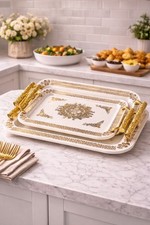 Gold & White Serving Tray Set