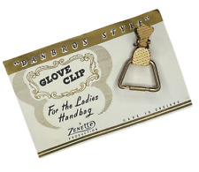 New Old Stock Vintage 1950s Rockabilly Gold Metal Handbag Glove-Clip Deadstock