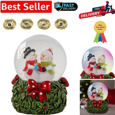 Large 14cm Musical Christmas Snow Globe with Mr & Mrs Snowman - 8 Songs & LED...