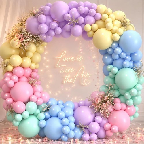 Pastel balloon arch kit 141pc - balloon,