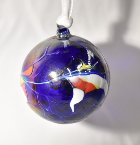 Hand blown blue bauble art - bauble,