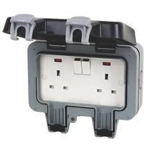 British General IP66 13A 2-Gang DP Weatherproof Outdoor Switched Socket (67928)