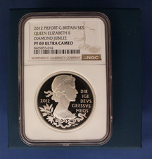 2012 Silver Piedfort Proof £5 coin "Diamond Jubilee" NGC PF69 with Case & COA