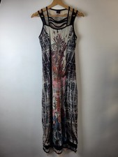 Legatte Jeans Women Size 5 Multicoloured Pattern Mesh Layered Maxi Dress Smart