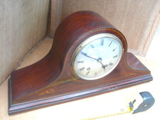 VINTAGE EMPIRE LONG CASE WITH INLAY MANTEL CLOCK BRASS MOVEMENT TICKING CHIMING