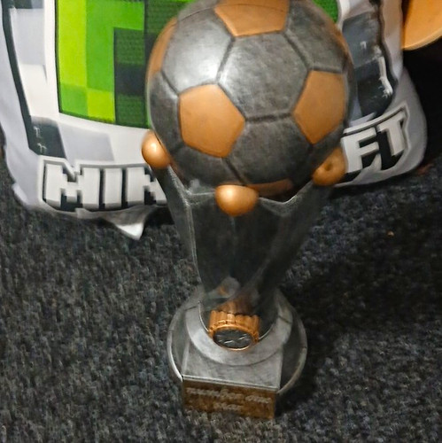 Football trophy silver column - football,