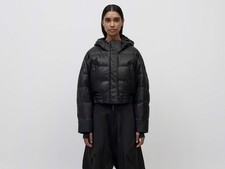 Cropped Leather Down Jacket -