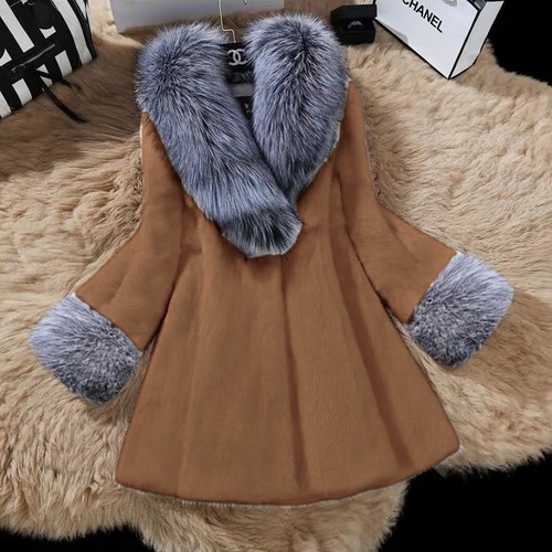 Womens faux fur collar coat - faux,