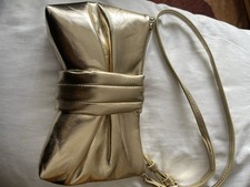 Oliver Bonas Women's Bow Shaped Bag Gold Crossbody Or Clutch Unworn