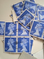 100 x  15p GB Stamps -  Dark Blue - Used Franked - Off Paper