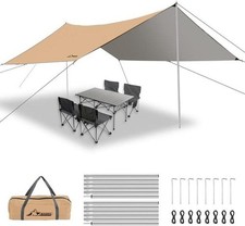 WADEO 3x3.6M/10×12FT Camping Tarp, Waterproof Heavy-Duty Tarp Shelter with Adjus