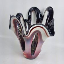 13″ Freeform Art Glass Vase – Handcrafted Sculptural, Unmarked Piece