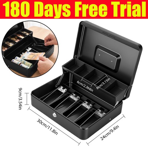 Metal cash box lockable - metal,