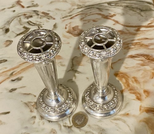 Two vintage silver plated posy - silver,