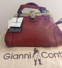 Gianni Conti Shoulder Bag Top Handle Gladstone Leather Detachable Strap New 