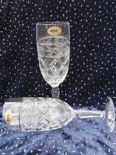 Pair Champagne Prosecco Flutes Lead Crystal Glasses Yugoslavia 7" High